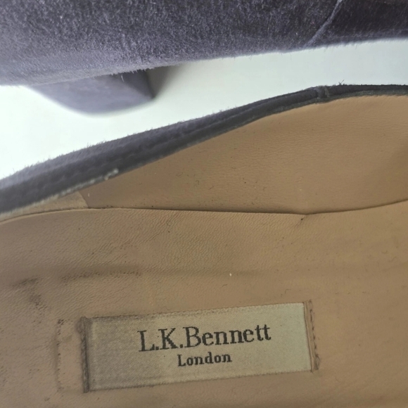 LK Bennett London Suede Pumps Sz 38 Blue Women Block Heel Comfort - Picture 8 of 11